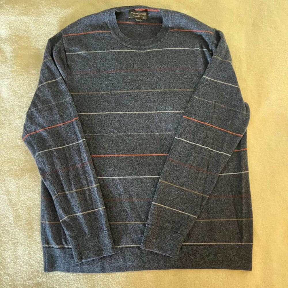 Men's Banana Republic 100% Merino Wool Crewneck Sweater Dark Blue, Size XL